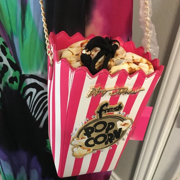 Betsey Johnson Popcorn Cross Body Purse - Tie Close Bet2 - Picture 2 of 9